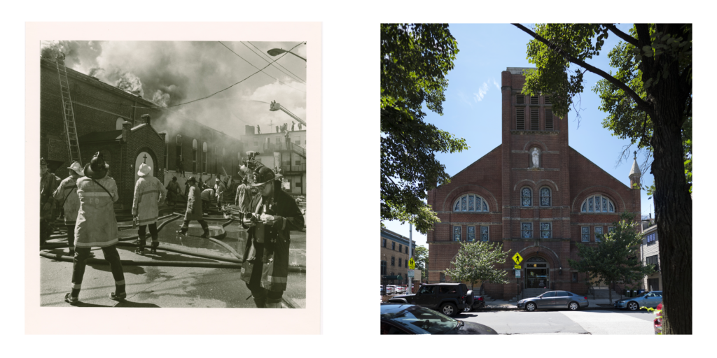 St. Stanislaus Church fire and restored building